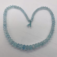 Load image into Gallery viewer, Aquamarine Gem Graduated Faceted Rondelle Bead Strand| 12x7 - 6x4mm| Blue|79 Bds