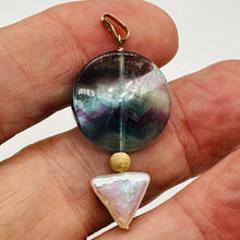 Load image into Gallery viewer, Fluorite, Pearl 14K Gold Filled Pendant | 1 3/4" Long| Purple, Blue | 1 Pendant|