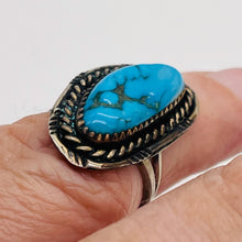 Load image into Gallery viewer, Turquoise Sterling Silver Freeform Ring | 6.75 | Blue Antiqued Silver | 1 Ring |