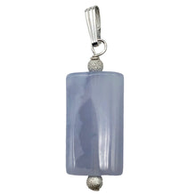 Load image into Gallery viewer, Natural Blue Chalcedony Rectangle Stardust Sterling Silver | 1.5" Long | Pendant