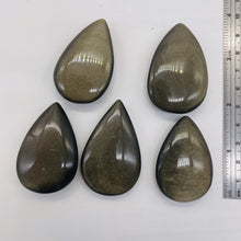 Load image into Gallery viewer, Gold Sheen Obsidian Not Drilled Teardrop Worry Stone | 45x30x12mm | Golden | 1 |
