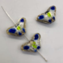 Load image into Gallery viewer, Cloisonne Butterfly Pendant Beads | Blue, White | 16x10x6mm | 3 Beads |
