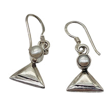 Load image into Gallery viewer, Fresh Water Pearl Sterling Silver Triangle Earrings | 1" Long | White | 1 Pair |