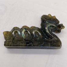 Load image into Gallery viewer, Labradorite Carved Year 2000 Dragon Figurine | 80x45x16mm | Dark Green