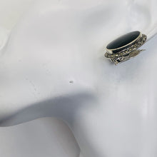Load image into Gallery viewer, Onyx Marcasite Clip-On Sterling Silver Oval Earrings| 27x21mm | Black | 1 Pair |