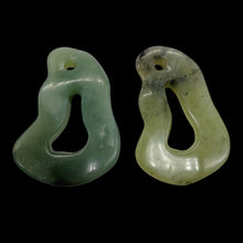 Load image into Gallery viewer, Serpentine New Jade 21g Irregular Loop Pendant Beads| 53x40x8mm | Green| 2 Beads