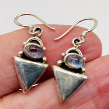 Load image into Gallery viewer, Labradorite & Triangle Sterling Silver Earrings! | 1 1/4" Long |