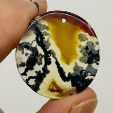 Load image into Gallery viewer, Limbcast Moss Agate Disc Pendant Bead | 34x2mm | Orange, White | 1 Bead |