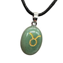Load image into Gallery viewer, Zodiac Taurus Aventurine Stone Oval Pendant | 1 1/2" Long | Green | 1 Pendant |