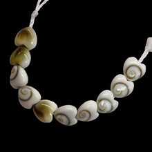 Load image into Gallery viewer, Shiva Shell Parcel Heart Cut Beads | 6x3mm | White, Tan | 10 Beads