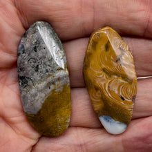 Load image into Gallery viewer, Ocean Jasper Old Stock Long Oval Beads| 45x22x6 to38x20x7mm|Brown, Gray|2 Beads|