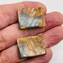 Load image into Gallery viewer, Jade Flowering Flat Rectangle Beads| 22x20x6mm | Pinkish brown green | 2 Beads|