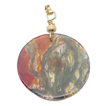 Load image into Gallery viewer, Limbcast Round 14K Gold Filled Pendant | 1.5" Long | Green Clear Orange |