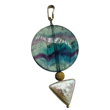 Load image into Gallery viewer, Fluorite, Pearl 14K Gold Filled Pendant | 1 3/4" Long| Purple, Blue | 1 Pendant|