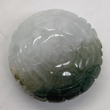 Load image into Gallery viewer, Jade Flat Round Chinese Character Inscribed Bead | 22x12mm| Green White| 1 Bead|
