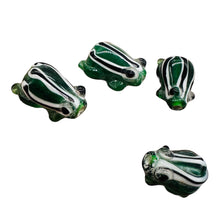 Load image into Gallery viewer, Frog Lampwork Glass Jumping Froggie Beads| 17x12x9mm | Forest Green | 4 Beads |