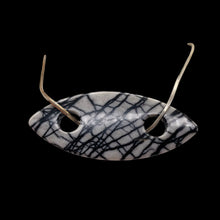 Load image into Gallery viewer, Picasso Jasper Marquis Pendant Bead | 77x32x5mm | Gray Black | 1 Bead |
