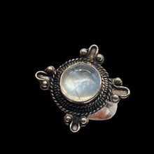 Load image into Gallery viewer, Moonstone Sterling Silver Oval Ring | Size 8 | Blue Orange Fire | 1 Ring |