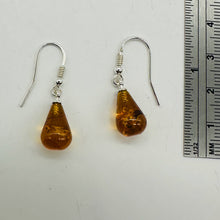 Load image into Gallery viewer, Amber Teardrop Dangle Sterling Silver Earrings | 1" Long | Amber | 1 Pair |