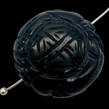 Load image into Gallery viewer, 3 Carved Long Life Obsidian Coin Beads