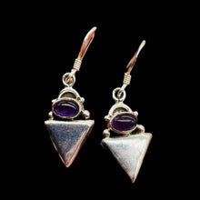 Load image into Gallery viewer, Amethyst Sterling Silver Triangle Earrings | 1" Long | Purple | 1 Pair |