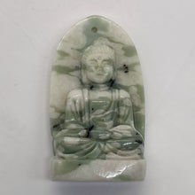 Load image into Gallery viewer, Harmony Stone Jade Buddha Pendant Bead | 50x30mm | Green White | 1 Pendant Bead|