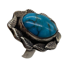 Load image into Gallery viewer, Turquoise Sterling Silver Oval w/Leaves Ring | 5.5 | Blue | 1 Ring |