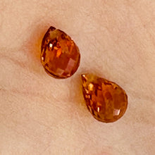 Load image into Gallery viewer, Padparadscha Faceted Sapphire Beads | 0.51cts | Orange | Briolette | 2 ea |