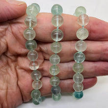 Load image into Gallery viewer, Fluorite 10mm Bead Necklace Knotted on Silk | 28" long | Green | 67 Beads |