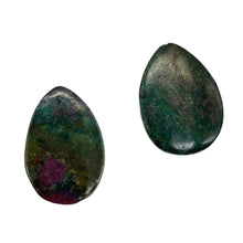 Load image into Gallery viewer, Ruby Zoisite Tear Drop Beads | 30x21x5mm | Green, Red | 2 Pendant Beads |