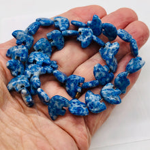 Load image into Gallery viewer, 2 Roar Hand Carved Natural Lapis Bear Beads 9252LP | 15x12x4mm | Blue and White