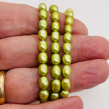 Load image into Gallery viewer, Fresh Water Pearl 16" Strand Oval | 8x5mm | Golden Chartreuse Green | 56 Pearl |