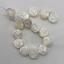 Load image into Gallery viewer, Mother of Pearl Half Strand Carved Rose Beads | 12x6mm | White | 16 Beads |
