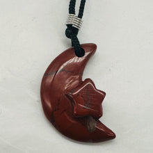 Load image into Gallery viewer, Red Brecciated Jasper Star and Moon Pendant Necklace Celestial Jewelry