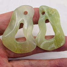 Load image into Gallery viewer, Serpentine New Jade 40g Irregular Loop 2 Pendant Beads | 56x40x9mm| Light Green|