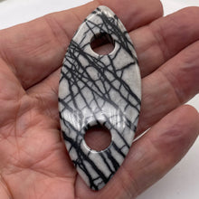 Load image into Gallery viewer, Picasso Jasper Marquis Pendant Bead | 77x32x5mm | Gray Black | 1 Bead |