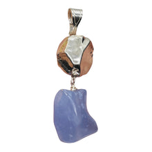 Load image into Gallery viewer, Blue Chalcedony Wire Wrap Sterling Silver Designer Pendant | 2 1/4" Long | Blue|