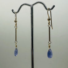 Load image into Gallery viewer, Tanzanite 14K Gold Filled Dangle Wire Wrap Earrings | Lavender | 1 Inch Long |