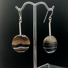 Load image into Gallery viewer, Fluorite Striped Dangle Sterling Earrings | 2" Long | Purple, Orange | 1 Pair |