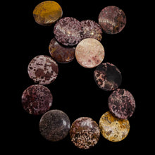 Load image into Gallery viewer, Exotic Tiger Jasper Disc Pendant Semi Precious Stone 13 Bead Strand| 30x5mm |