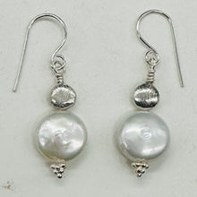Load image into Gallery viewer, Creamy White Coin Fresh Water Pearl Earrings | 1 1/4" Long | White | 1 Pair |