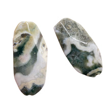 Load image into Gallery viewer, Ocean Jasper Old Stock Long Oval Beads|45x22x6 to38x20x7mm|Green, White|2 Beads|