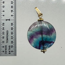 Load image into Gallery viewer, Fluorite 14K Gold Filled Striped Pendant | 1 1/4" Long| Purple, Blue| 1 Pendant|