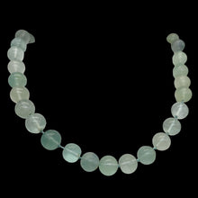Load image into Gallery viewer, Fluorite 10mm Bead Necklace Knotted on Silk | 28" long | Green | 67 Beads |
