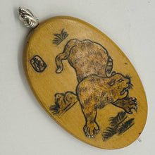 Load image into Gallery viewer, Chinese Year of the Tiger Pendant Bead | 2" Long | Tan, Brown | 1 Pendant Bead |