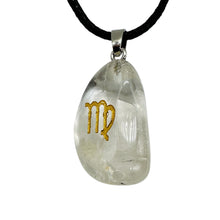 Load image into Gallery viewer, Zodiac Virgo Quartz Stone Oval Pendant | 1 1/2" Long | Clear | 1 Pendant |
