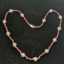 Load image into Gallery viewer, Garnet and Quartz Necklace Solid Sterling Silver Clasp 200022