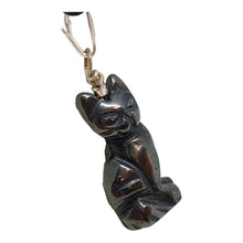 Load image into Gallery viewer, Adorable! Hematite Cat & Solid Sterling Silver Pendant 509257HMS