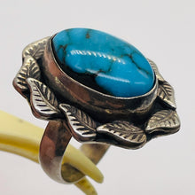 Load image into Gallery viewer, Turquoise Sterling Silver Oval w/Leaves Ring | 5.5 | Blue | 1 Ring |