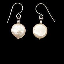 Load image into Gallery viewer, Natural Peach Coin FW Pearl Drop/Dangle Earrings | 1 1/4" Long | Peach |